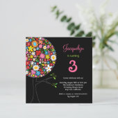 Whimsical Spring Flowers Pop Tree Verjaardagsfeest Kaart (Staand voorkant)