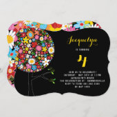 Whimsical Spring Flowers Pop Tree Verjaardagsfeest Kaart (Voorkant / Achterkant)