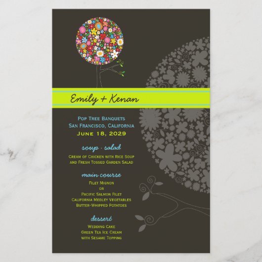 Whimsical Spring Flowers Pop Tree Wedparty (Voorkant)