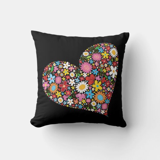 Whimsical Spring Flowers Valentijn Cute Heart Love Kussen (Voorkant)