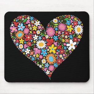 Whimsical Spring Flowers Valentijn Cute Heart Love Muismat
