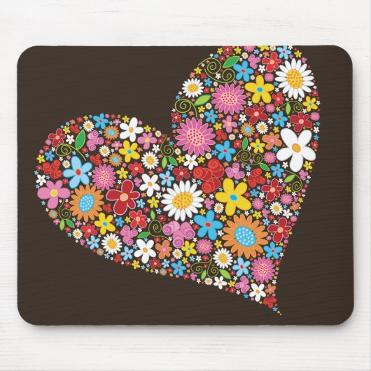 Whimsical Spring Flowers Valentijn Cute Heart Love Muismat (Voorkant)