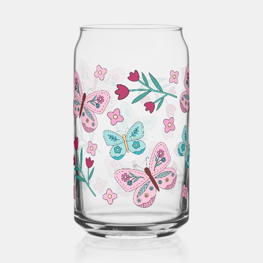 Whimsical Spring Garden Bloemen en Vlinders Blikvorm Glas (Voorkant)