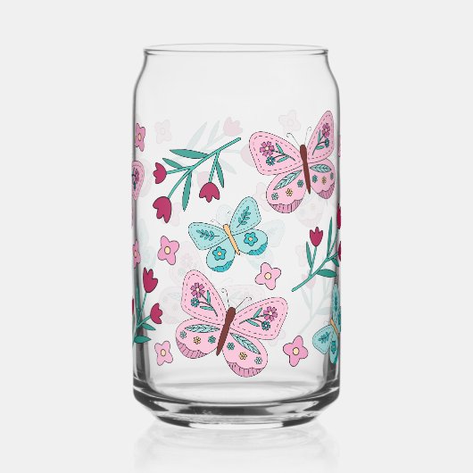 Whimsical Spring Garden Bloemen en Vlinders Blikvorm Glas (Achterkant)