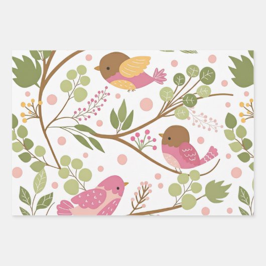 Whimsical Spring Garden with Robins Inpakpapier Vel (Voorkant 2)