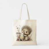Whimsical Spring Hedgehog Illustration Tote Bag (Achterkant)