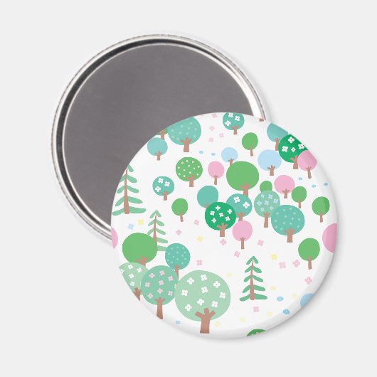 Whimsical Spring Trees Magneet (Voorkant / Achterkant)
