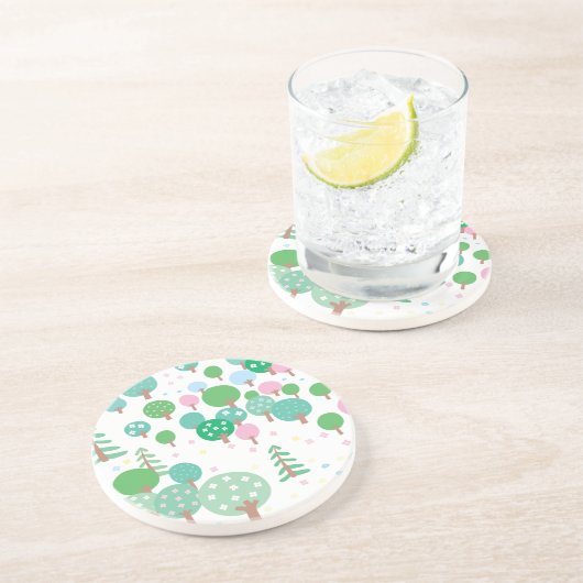 Whimsical Spring Trees Zandsteen Onderzetter (Zijkant)