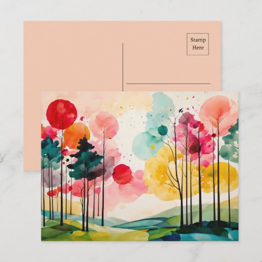 Whimsical Spring Waterverf Kunst Briefkaart (Voorkant / Achterkant)