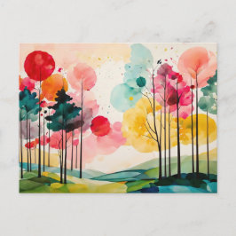 Whimsical Spring Waterverf Kunst Briefkaart