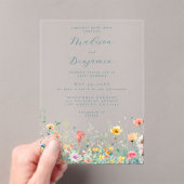 Whimsical Spring Wildflower Wedding Acryl Uitnodigingen (Insitu (Draagbaar))