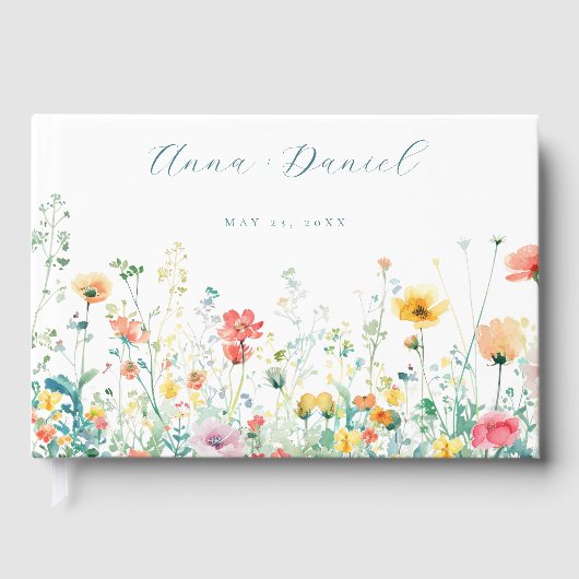 Whimsical Spring Wildflower Wedding Gastenboek (Voorkant)