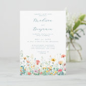 Whimsical Spring Wildflower Wedding Kaart (Staand voorkant)