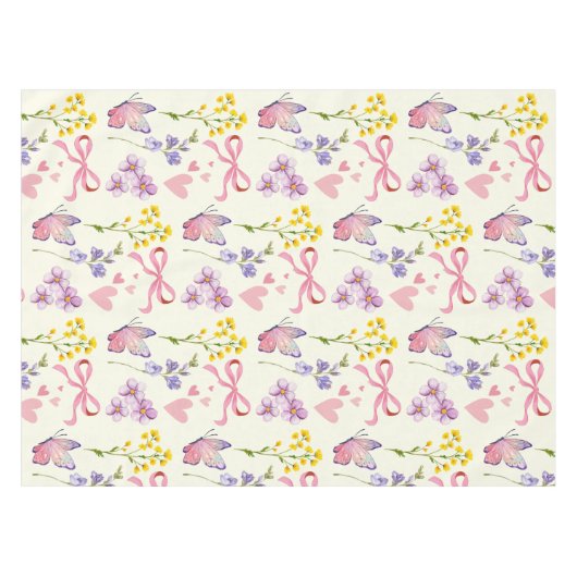 Whimsical Spring Wildflowers & Bows tafelkleed (Voorkant (Horizontaal))