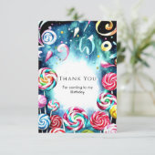 Whimsical Sprinkle Candyland Verjaardag Bedankkaart (Staand voorkant)