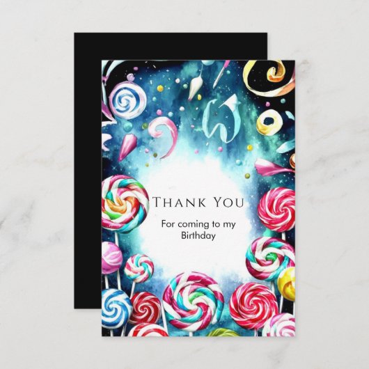 Whimsical Sprinkle Candyland Verjaardag Bedankkaart (Voorkant / Achterkant)