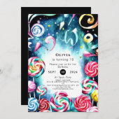 Whimsical Sprinkle Candyland Verjaardag Kaart (Voorkant / Achterkant)