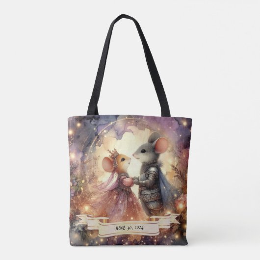 Whimsical Sprookje Bruiloft Muis Paar Custom Tote Bag (Achterkant)