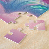 Whimsical sprookje roze en blauwe eenhoorn legpuzzel (Zijkant)