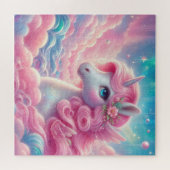 Whimsical sprookje roze en blauwe eenhoorn legpuzzel (Horizontaal)