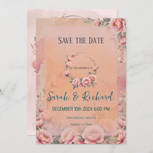 Whimsical Sprookjesbloem Save the Date (Voorkant / Achterkant)