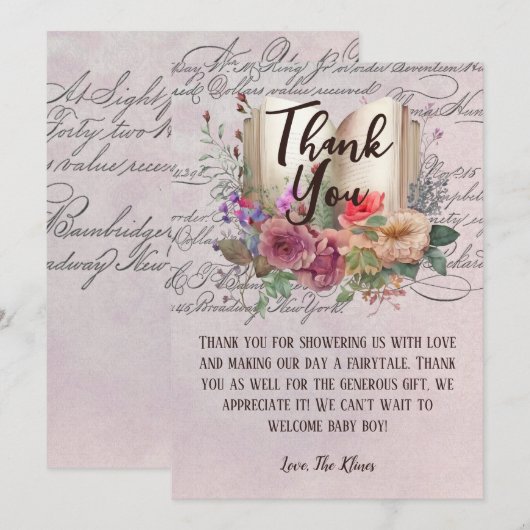 Whimsical sprookjesboek Baby shower Bedankkaart (Voorkant / Achterkant)