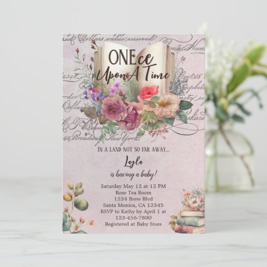 Whimsical sprookjesboek Baby shower Kaart (Staand voorkant)