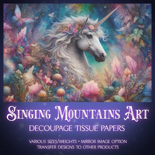 Whimsical Sprookjesbos Eenhoorn Decoupage Tissuepapier
