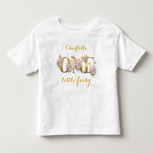 Whimsical sprookjestuin 1e verjaardagsfeestje kinder shirts (Voorkant)