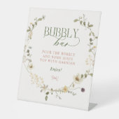 Whimsical Sprookjestuin & Bows Bubbly Bar Reclamebord Met Voetstuk (Voorkant)