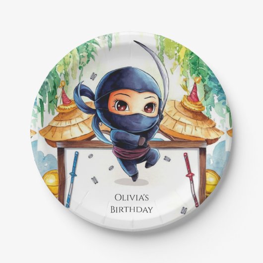Whimsical Spy Ninja Verjaardag Papieren Bordje (Voorkant)