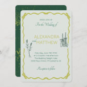 Whimsical Squiggle bruiloft uitnodiging met bogen (Voorkant / Achterkant)