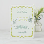 Whimsical Squiggle bruiloft uitnodiging met bogen (Staand voorkant)