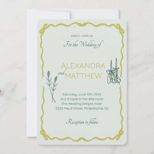 Whimsical Squiggle bruiloft uitnodiging met bogen (Voorkant)