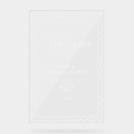 Whimsical Squiggle Hand getrokken Shell Welkom Acryl Bord (Voorkant)