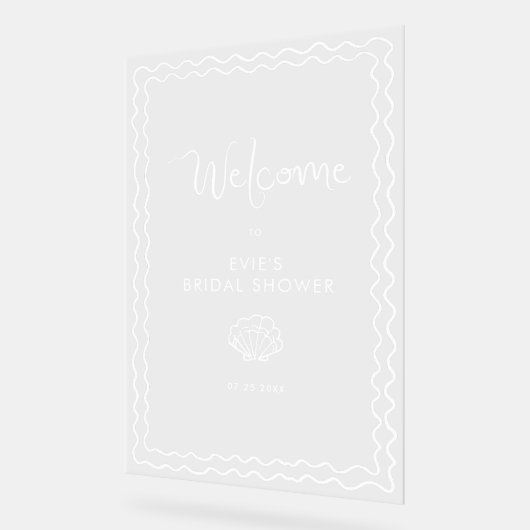 Whimsical Squiggle Hand getrokken Shell Welkom Acryl Bord (Hoek)