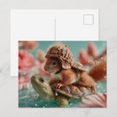 Whimsical Squirrel Riding a Turtle Feestdagenkaart (Voorkant / Achterkant)