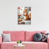 Whimsical Squirrel Tea Party Woodland Kitchen Canvas Afdruk (Insitu (Woonkamer))