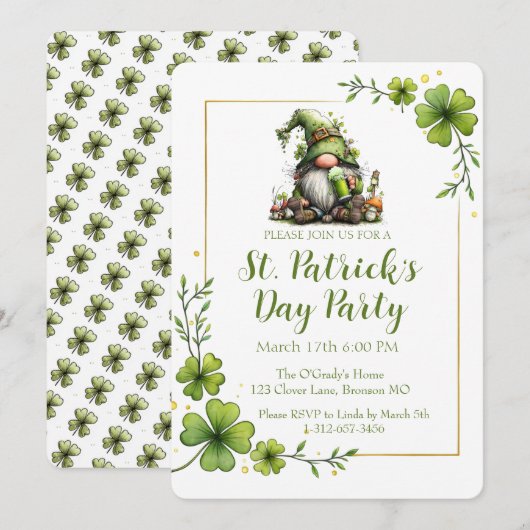 Whimsical St. Patrick’s Day Celebration Invite  Kaart (Voorkant / Achterkant)