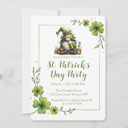 Whimsical St. Patrick’s Day Celebration Invite Kaart (Voorkant)