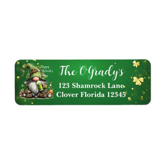 Whimsical St. Patrick’s Day Gnome Celebration Etiket (Voorkant)
