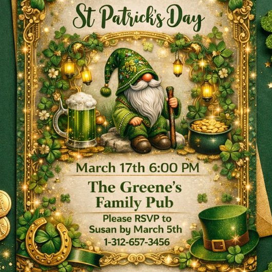 Whimsical St. Patrick’s Day Gnome  Kaart