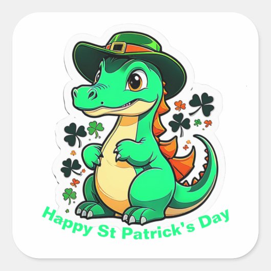 Whimsical St Patrick’s Day Stickers. St Patty Day, Vierkante Sticker (Voorkant)
