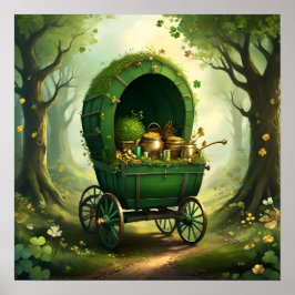Whimsical St. Patrick’s Day Wagon. St. Patty’s Day Poster