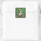 Whimsical St. Patrick's Day Kabouter Feest Vierkante Sticker (Tas)