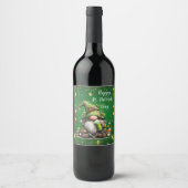 Whimsical St. Patrick's Day Kabouter Feest Wijn Etiket (Voorkant)