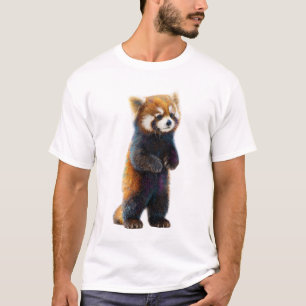 Whimsical Staande Rode Panda Illustratie Heren T-shirt