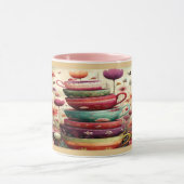 Whimsical Stacked Floral Teacups Art Mug Mok (Midden)