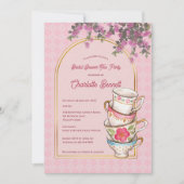 Whimsical Stacked Teacups Bridal Shower Tea Party Kaart (Voorkant)