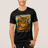 Whimsical Stained Glass Tabby Cat Tri-Blend Shirt (Voorkant)